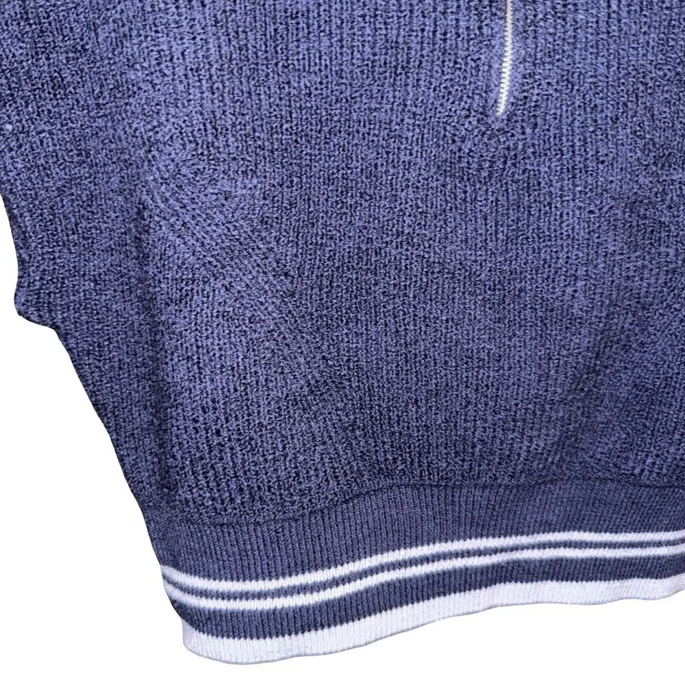 Maeve Navy Blue Sweater Vest Turtleneck Size XL Nautical Preppy‎ Classic